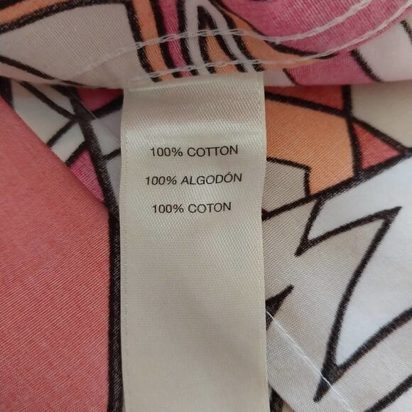 Chico's Button Up Top Women Size Medium Pink Retro Abstract Artsy Preppy - Picture 7 of 8